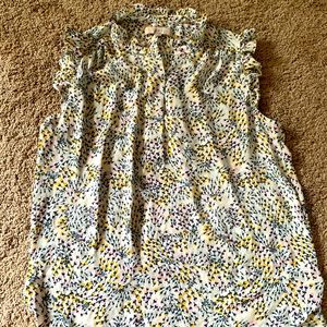 Loft work blouse with ruffle detail